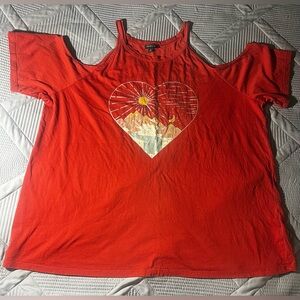 Torrid Red Cold Shoulder Heart Tee